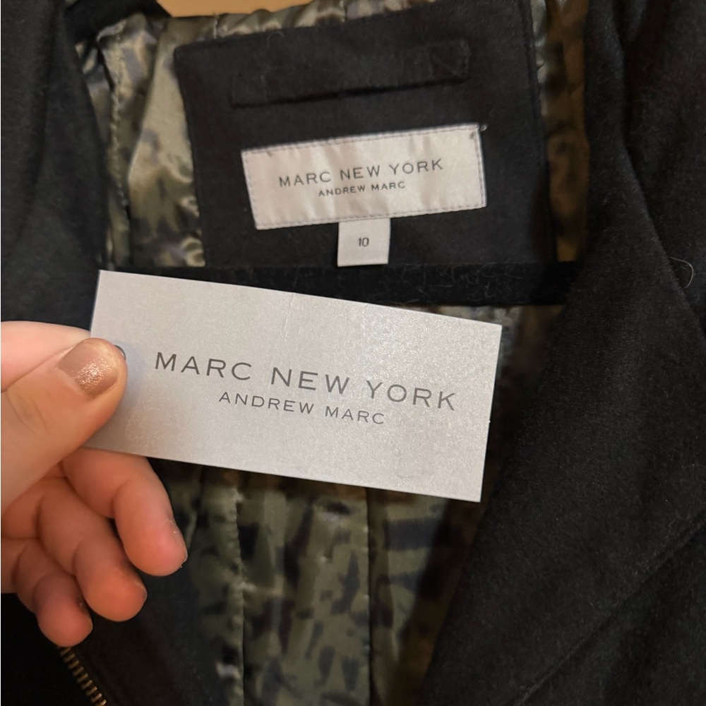 NWT Andrew Marc New York Black Utility Jacket Winter Coat Parka with Real Fur - Picture 3 of 9